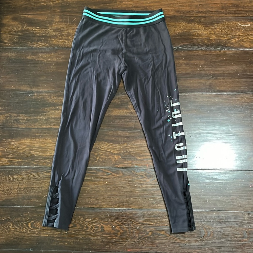 Justice Active black leggings with ankle cutouts